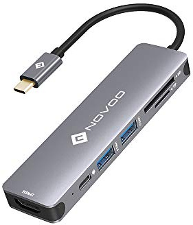 NOVOO USB C Hub 4K@60Hz HDMI USB C Adapter MacBook Adapter mit 100W PD,4K 60Hz HDMI,2 USB-A 3.0 Datenanschlüssen, SD/TF Multiport Dock für MacBook Pro/Air Dell Surface Lenovo und mehr Typ C Geräten