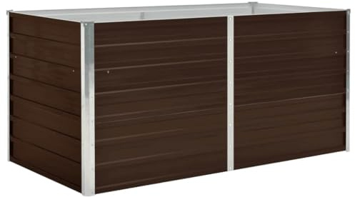 vidaXL Hochbeet aus verzinktem Stahl 160x80x77 cm, Braun, Sicherheitskante faltbar, wetterfest, DIY Pflanzkasten für Blumen und Gemüse, Garten oder Terrasse