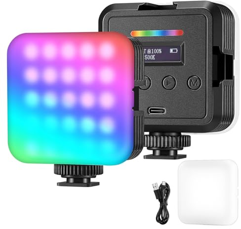 NEEWER Kamera Videolicht RGB, RGB61 Videoleuchte, 360° Vollfarb Magnetisches Mini LED Panel Fotolicht mit 3 Cold Shoe Mounts/CRI 97+/20 Szenenmodi/2500K-8500K/2000mAh Selfie Licht, Fotografie Zubehör