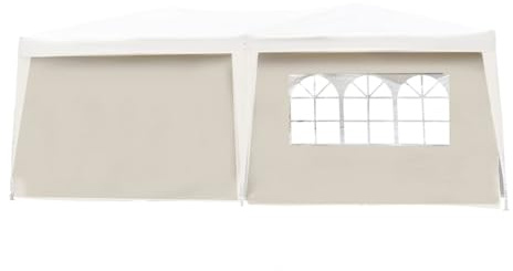 Defacto 2X Seitenteile 3m mit Seitenwand/Seitenteil und Fenster 300x180cm für 3x3 m, 3x4 m, 3x6 m Pavillon, Festzelt, Partyzelt, Faltpavillon Seitenwände Seitenwänden Weiß