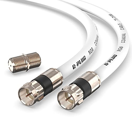 G-PLUG 15m RG6 Koaxialkabel, Antennenkabel, SAT-Kabel mit F-Steckern | 135 dB, 2-fach geschirmt, 75 Ohm, bis 3 GHz, wetterfest, für DVB-S2, DVB-C, DVB-T2 und Internet über Kabelmodem, Weiß