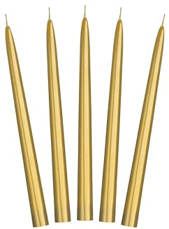 PartyDeco Spitzkerzen 24cm 10Stk. | Gold Metallic