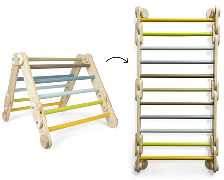 small Foot Kletterdreieck-Sprossenwand 2in1 „Adventure“ aus Holz, mit 4 Adaptern, Bewegungsspielzeug, ab 2 Jahren, 12625