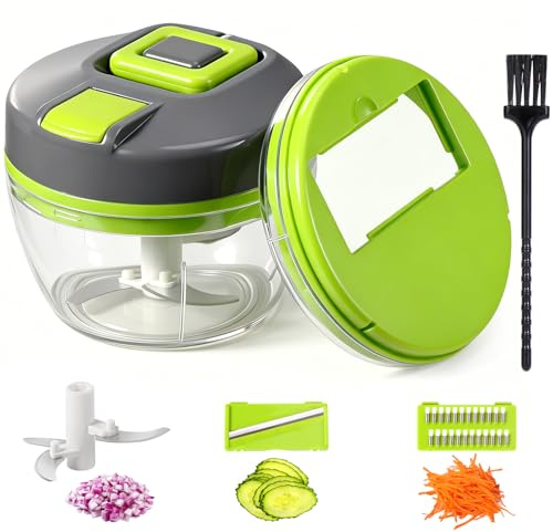 Diboniur Zwiebel Zerkleinerer Manuell, 520ML Zwiebelschneider Multizerkleinerer Manuell, Ohne Strom, 3-in-1 Küchenhelfer für Kleine Räume (Grün)