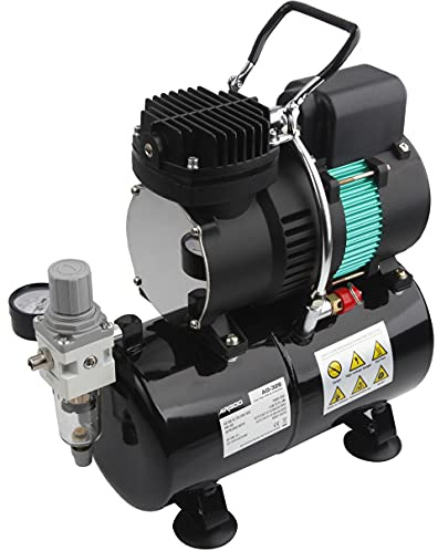 Airgoo Luxus Airbrush Kompressor AG-326 mit Zwei Kühllüfter und 3L Lufttank,Regler,Feuchtigkeitsfalle für Hobby, Lebensmitteldekoration, Tattoo, Grafik und so weiter
