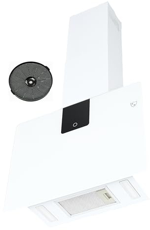 K&H Kopffreie Dunstabzugshaube 60cm Wandhaube [UMLUFT & ABLUFT] - Abzughaube mit Metall Fettfilter - Dunstabzug - LED - Bürstenloser Motor - VH-60W - 300 m³/h - Energkieklasse A+ (Weiß)