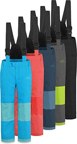 normani Kinder-Skihose mit abnehmbaren Hosenträgern Thermohose Winterhose Schneehose für Junge und Mädchen gefüttert - Wasserdicht: Wassersäule 11000 mm Winddicht Farbe Dunkelschwarz Größe 170-176