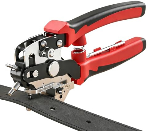 VOBOR Lochzange für Leder mit Ausgewogenen Rotationsscheiben, 6 Lochgrößen 2–4,5 mm mit Hebelübersetzung, Multifunktionale Revolverlochzange für Leder, Karten, Kunststoff, Leinwand, Dünnes Eisenblech