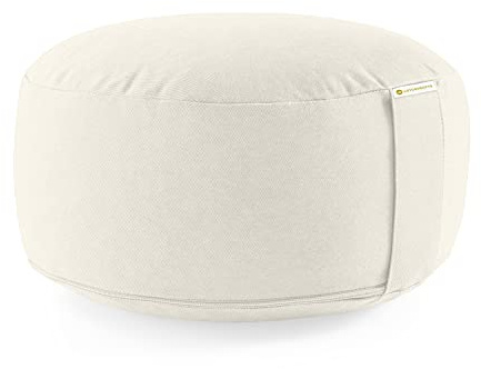 Lotuscrafts® Meditationskissen mit 15 cm Sitzhöhe, Yoga Kissen mit Dinkelfüllung, Yogakissen Rund, Bodenkissen Rund, Yogakissen Meditationskissen, Yogakissen Bezug waschbar, GOTS Zertifiziert