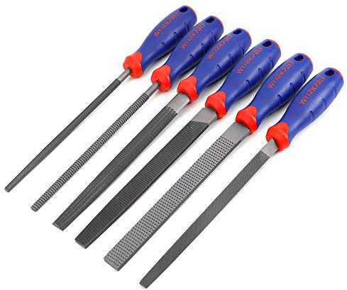 WORKPRO Feilensatz, Flachfeile 200mm, Halbrundfeile 200mm, Rundfeile 200mm, Dreikantfeile 200mm, Feilraspel 200mm, Rundfeilraspel 200mm 6-tlg.