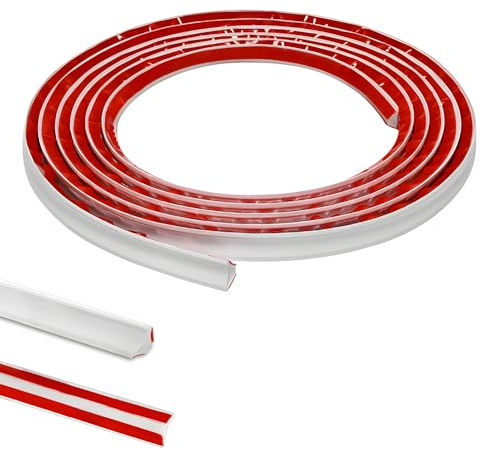 2.5M PVC Abschlussleiste Selbstklebende für Arbeitsplatten Küche, Ecken, Fliesen, Abschlussprofile, Winkelleiste Eckfugen abdichten Wandabschlussleiste,12mmx6mm Weiß