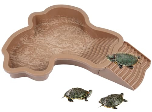 Große Reptilien-Badeschale mit Rampe – Futter- und Wasserschale für Schildkröten, Echsen, Schlangen und andere Terrarientiere