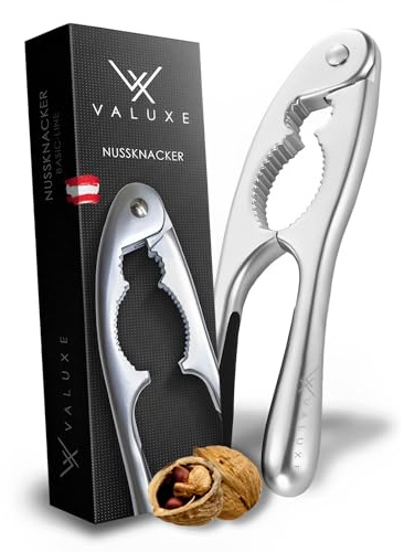 VALUXE® Premium Nussknacker aus Edelstahl - Nußknacker für Haselnüsse, Walnüsse & mehr - Nut Cracker, Walnuss-Knacker mit rutschfestem Griff & ergonomischem Design