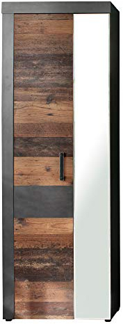 trendteam smart living - Indy - Garderobenschrank - Graphit Grau/Alteiche - Kleiderschrank mit 5 Einlegeböden - (BxHxT) 65 x 192 x 34 cm - ausziehbare Kleiderstange