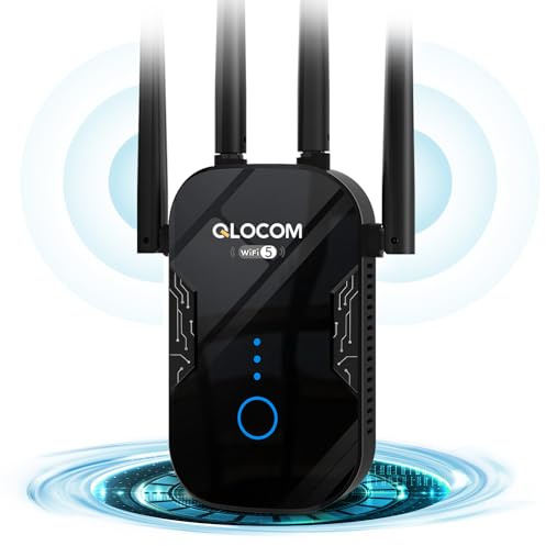 QLOCOM 2026 Neuestes WLAN Verstärker WLAN Repeater 1200Mbit/s, Dualband 2.4GHz & 5GHz WiFi Repeater mit WPS, WiFi Internet Booster Kompatibel Allen WLAN Geräten