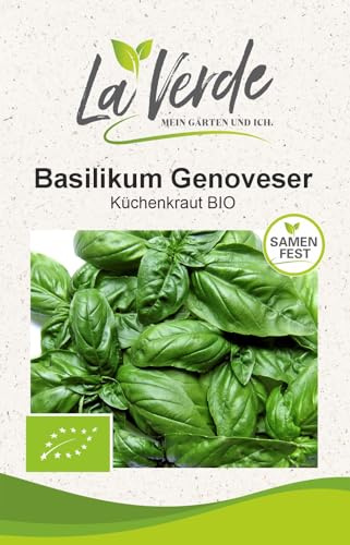 La Verde MEIN GARTEN UND ICH. Basilikum Genoveser BIO Samen für ca. 250 Pflanzen, Küchenkraut, würzig aromatisch, samenfestes Saatgut ohne Gentechnik