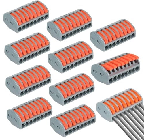 10 Stück Verbindungsklemmen mit Hebel, 8-Port Lüsterklemmen Steckbar, Kabelverbinder 250V 32A, Lüsterklemmen Steckbar Elektro, Klemmen Elektro für Kabel, Luster Klemmen Elektrische Anschlüsse