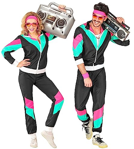 W WIDMANN MILANO Party Fashion - Kostüm Trainingsanzug, Vintage-Style, 80er Jahre Outfit, Jogginganzug für Karneval & Party