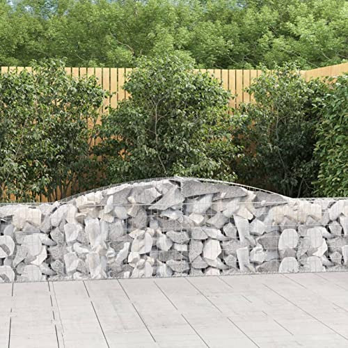 Xichuzi Gabione mit Hochbogen, Gabionenkörbe, Gabionen Hochbeet, Steinkorb, Gabionengitter, Drahtkorb Für Pflanzen, Kräuterspirale Für Garten, 400x30x60/80 cm Verzinktes Eisen