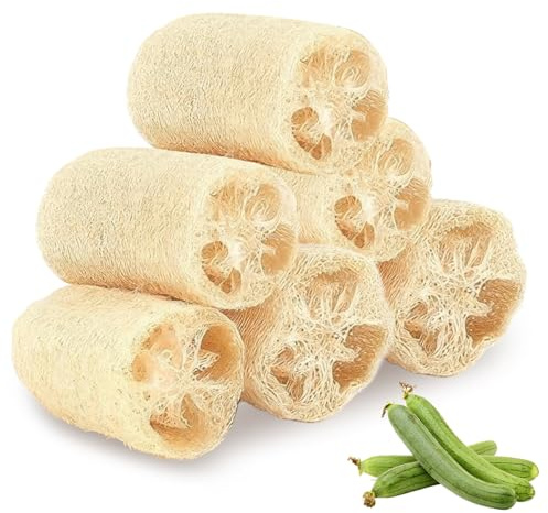Dhisperares 6 Stück 100% Luffa Naturschwamm, Loofah Schwamm Groß | Spülschwämme für Küche Bad, Luftlöcher Trocknen, Weich Reinigung von Antihaftbeschichteten Pfannen, Besteck, Körper Peeling