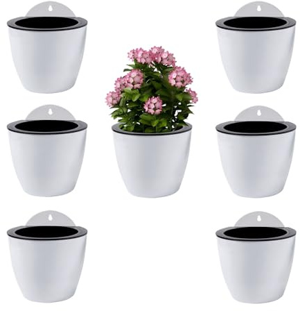 ShoppeWatch Selbstbewässernde Wand Hängende Blumentöpfe 7 Stück | Wandvasen für Pflanzen Blumen, Innen- und Außenbereich | Pflanzen Wand | Groß, 18,5 cm PL35