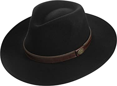 Harrys-Collection Rollbarer Hut mit breiter Krempe braunes Stoffband in 3 Farben!, Farben:schwarz, Kopfgröße:60