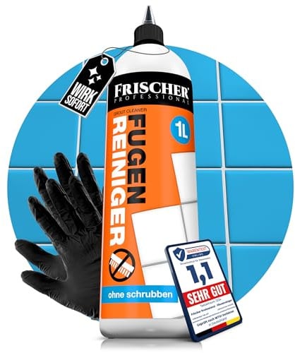 FRISCHER PROFESSIONAL 1000ml Fliesenreiniger & Fugenreiniger Konzentrat EXTRA STARK - Reiniger zum Entfernen von hartnäckigen Verschmutzungen, Kalk, Schmutz im Bad oder Flur