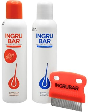 Ingrubar Läuseshampoo Laus&Nissenfrei 2x150ml Lotion & Pflegeshampoo - Läusemittel & Läusekamm Set • Ohne Silikone & Pestizide • Pflanzliche Öle • Vegan - Lindert Juckreiz