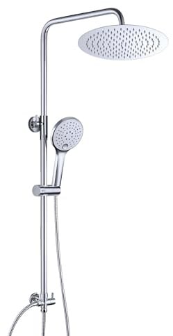 JOHO Edelstahl Duschset ohne Armatur, Chrom Wassersparend Duschsystem, Regendusche set, Überkopfbrause set, Duschgarnitur, Kopfbrause D20cm