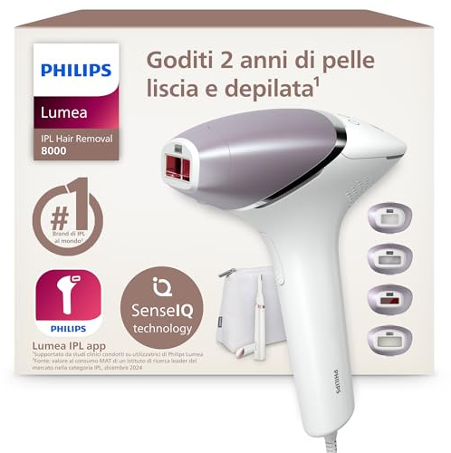 Philips Lumea IPL 8000 Series - IPL Geräte Haarentfernung für bis zu 2 Jahre seidig-glatte Haut¹ mit 4 Aufsätzen für Körper & Gesicht, Alternative zur Laser-Haarentfernung (BRI949/00)
