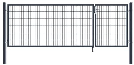 Home Deluxe - Doppelflügel Gartentor ADITUS - Anthrazit, 100 x 350 cm - inkl. Griff, Schloss, Schlüsseln und Bodenverriegelung I Gartenpforte Einfahrtstor Hoftür