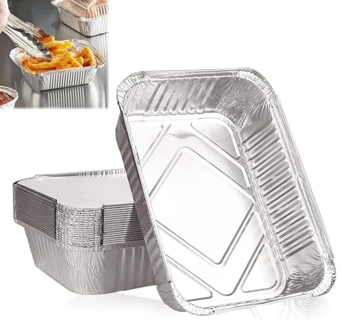 Miayical 20 Stück Aluschalen Grill – 22x16 cm Fettauffangschalen für Grill, Ofen & Heißluftfritteuse | Robustes Alu Einwegschalen Set, Ideal für Picknick, Party & Camping