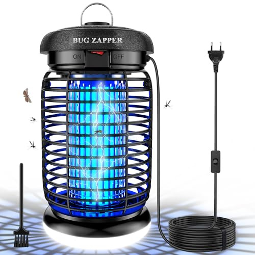 WUEAOA Insektenvernichter elektrisch 4200V 3M Kabel 15W UV-Mückenlampe | Doppelte Lichtquellen, Ungiftig geruchsfrei, Flammhemmendes ABS, IPX4 wasserdicht, Aufhängbar, Anti Mücken,Fliegen,Motten
