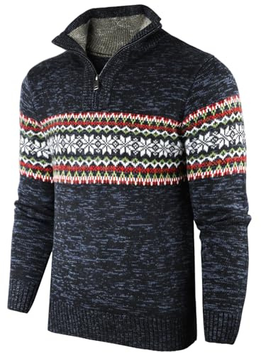 Superora Herren Strickpullover Crewneck 1/4 Zipper Winterpullover Pullover