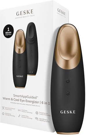 GESKE | SmartAppGuided™ Warm & Cool Eye Energizer | 6 in 1 | Augenmassagegerät | Massagegerät gegen Augenringe | Tränensäcke und Schlupflider entfernen | Elektrische Augenmassage