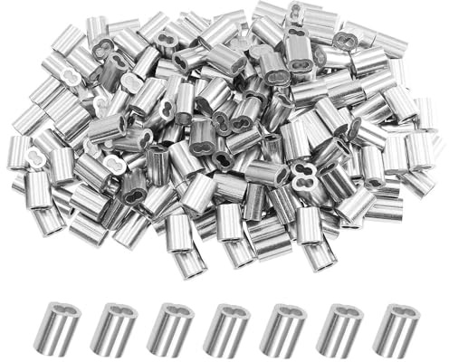 SKYPRO Aluminium-Crimpschlaufenhülsen für Drahtseilhülsen, Doppel-Kabelhülsen-Set, Doppelhülsen, Kabel-Crimphülsen (M3, 3 mm), 200 Stück
