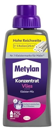 Metylan Vlies Fertigkleister Konzentrat, Tapetenkleister für Vliestapeten, starker & schnell mischbarer Kleister für den sofortigen Einsatz, 1x500g
