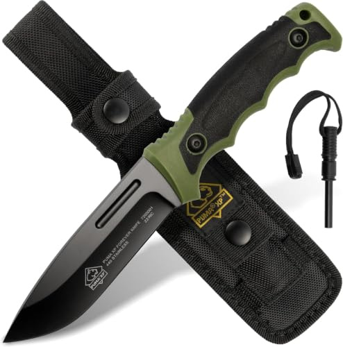 PUMA XP Forever Knife - Feststehendes Gürtelmesser in Grün - 120mm Klinge | Aus 440er Stahl (55-57 HRC) - Mit robuster Kunststoffscheide - Für Outdoor, Survival, Jagd & Camping (Art.Nr.: 7205001)