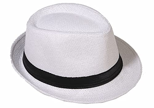 Miobo Strohhut, Fedora für Herren, Damen, Kinder, Trilby-Design, Sonnenschutz