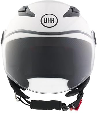 BHR Kinder-Motorradhelm Demi-Jet, 838 CHILDREN, Rollerhelm für Kinder/Kinder ECE 22.06 Typenzulassung, kratzfestes Visier und mikrometrische Auslösung, Weiß, M