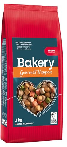 MERA Bakery Gourmet Happen 1kg knusprige Hundeleckerli | Hochwertige Zutaten mit traditioneller Rezeptur, ofengebackene Hundekekse, ohne künstliche Farb- & Konservierungsstoffe