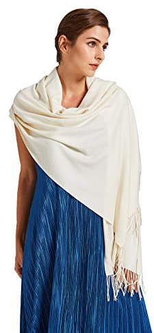 VaneriHome Schal Damen dünn Winter Herbst einfarbig mit Quaste Elegante Stola für Freizeit Abendkleid Hochzeit 190x63cm