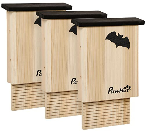 PawHut Fledermauskasten 3er Set aus Tannenholz Fledermaushaus Nistkasten für Fledermäuse zum Aufhängen, Sommer & Winterquartier 25 x 6 x 37,5 cm