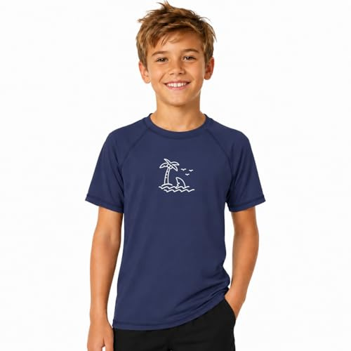 Jungen Rashguard Shirt Bademode Weich Schwimmshirt UV Shirt Navy 152