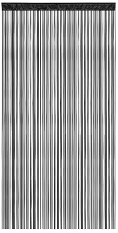 Victoria M. Leonora Fadenvorhang Fadengardine Türvorhang Insektenschutz, mit Durchzugstunnel, Waschbar, Kürzbar, 100 x 245cm, Schwarz