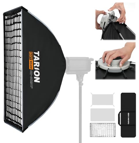 TARION Faltbare Softbox mit Bowens Halterung: 60 x 90cm Quick Release Fotografie Softboxen mit Glitter Strip Square Soft Box Stripbox für Studio Photography Video Blitz Licht SOFTBEAM(SQ-6090F)