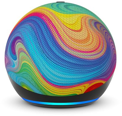 Echo Dot Kids (Neueste Generation) | Smarter WLAN- und Bluetooth-Lautsprecher | 1 Jahr Amazon Kids+ inklusive | Regenbogenwirbel, mit Alexa+ Early Access