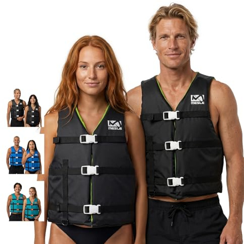 MESLE Schwimmweste Erwachsene Promo, Universal 50N Schwimmhilfe für Herren & Damen, Auftriebsweste für Sup, Kanu, Wakeboard, Wasserski, Prallschutzweste, Paddelweste für Boot