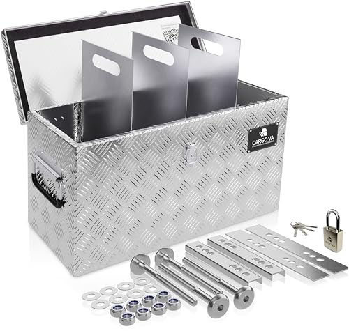 CargoVA - Wasserfeste Deichselbox - Mit Befestigung & Vorhängeschloss - Abschließbare Anhängerbox [60x25x30CM] - Transportbox