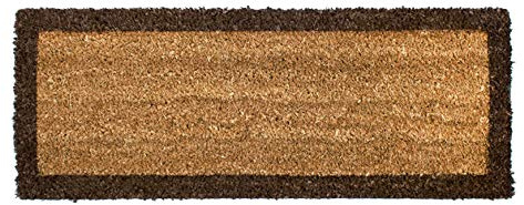 emmevi Fußmatte aus Kokosfaser, mehrere Größen, rutschfest, Modell: Kokos, mit Rand, 27 x 70 cm, Braun